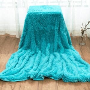 Plaid Fausse Fourrure Bleu Turquoise | Univers Plaid